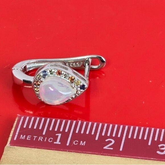 925 Sterling Silver Jewelry Set with Natural White Opal & Multicolor Sapphire - Picture 9 of 12